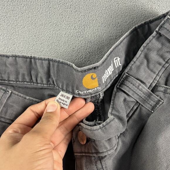 Carhartt Pants Mens 36X30 Gray Carpenter Double Knee Distressed Workwear - Picture 8 of 16